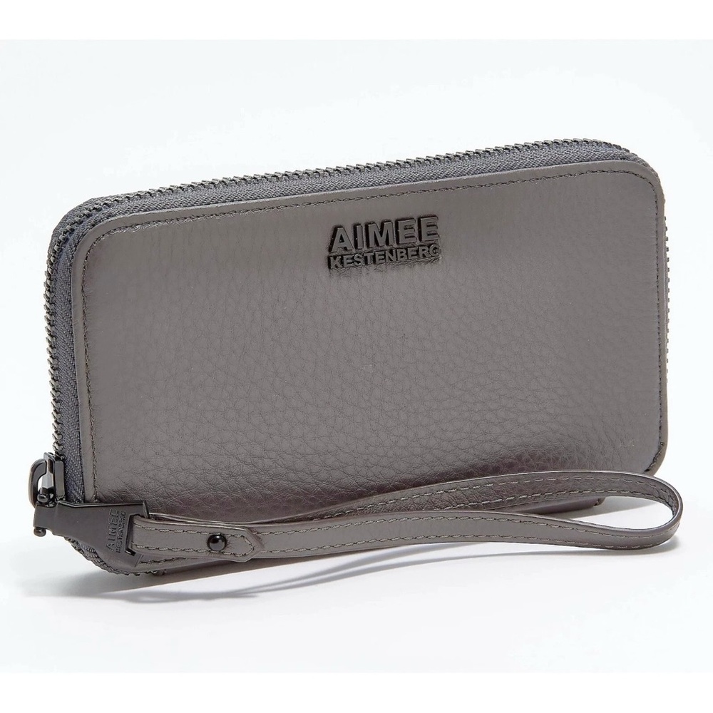 Aimee Kestenberg Large Zip Around Wristlet w/ RFID Jenna Glacier Gray NWOT